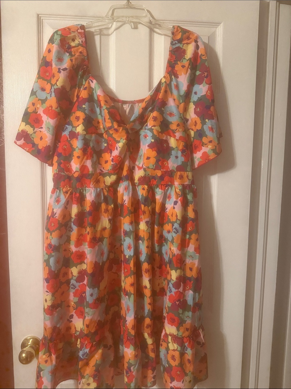 SHEIN Orange Multi Floral Midi Dress
